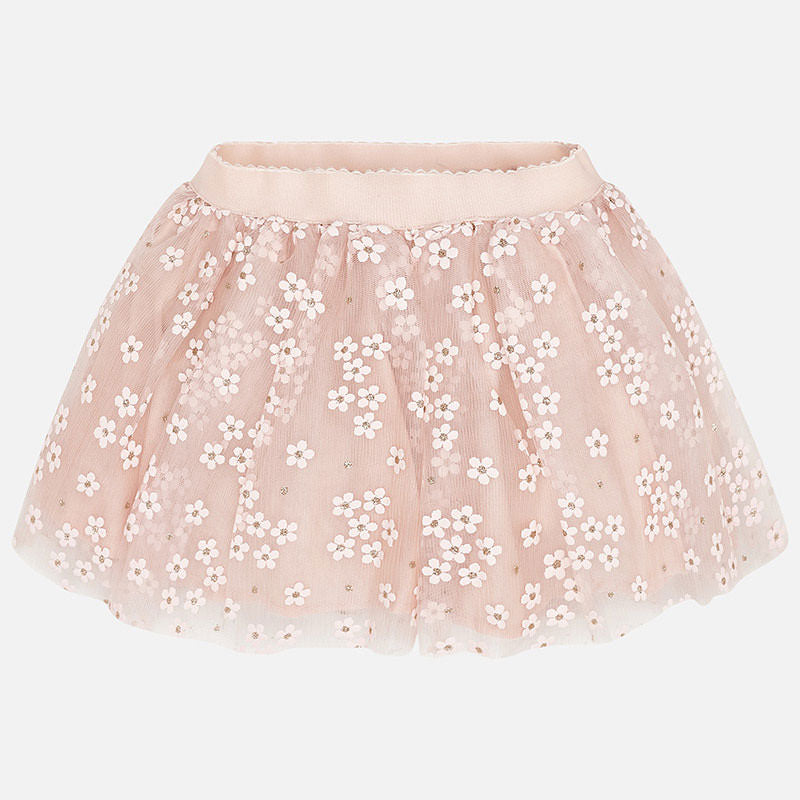 Peach Tulle Floral Skirt