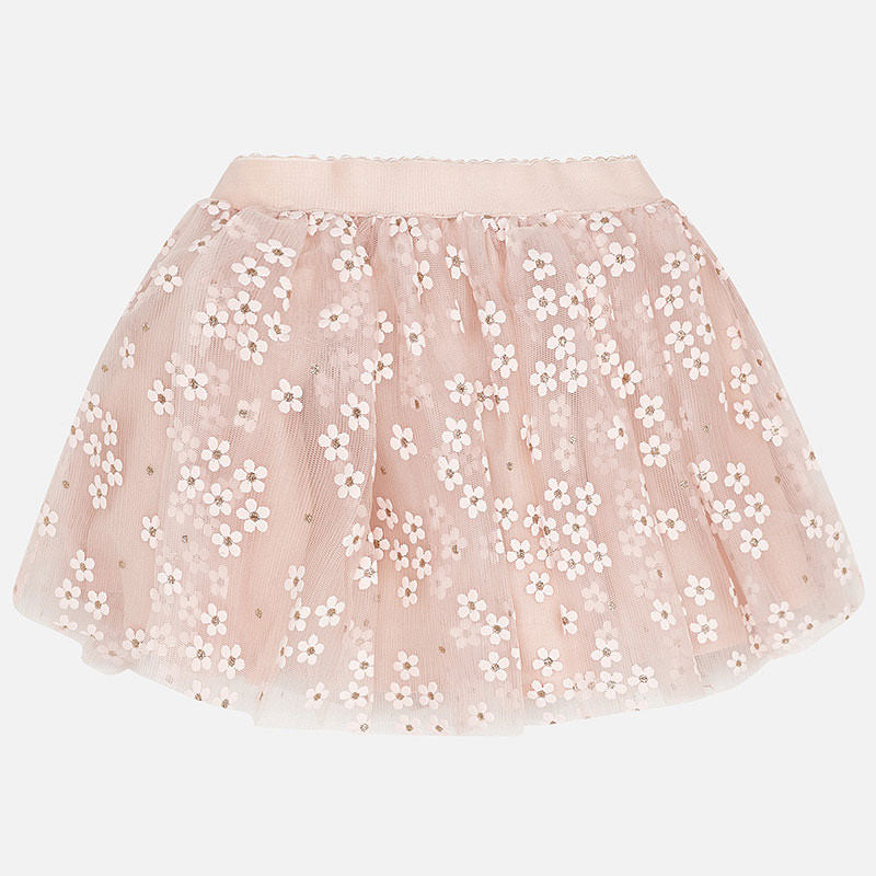 Peach Tulle Floral Skirt