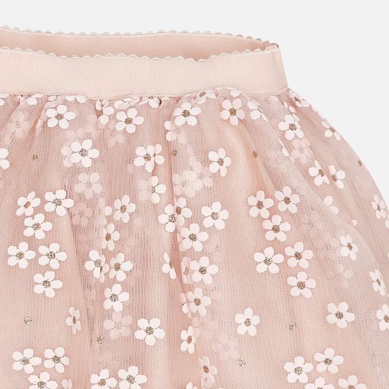 Peach Tulle Floral Skirt