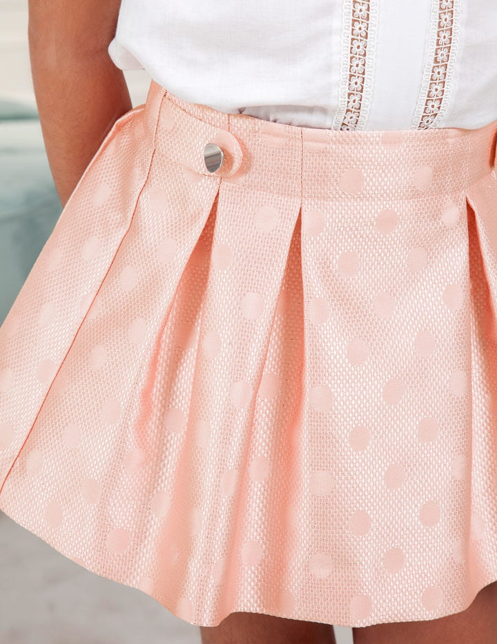 Pink Polka Dot Jacquard Skort