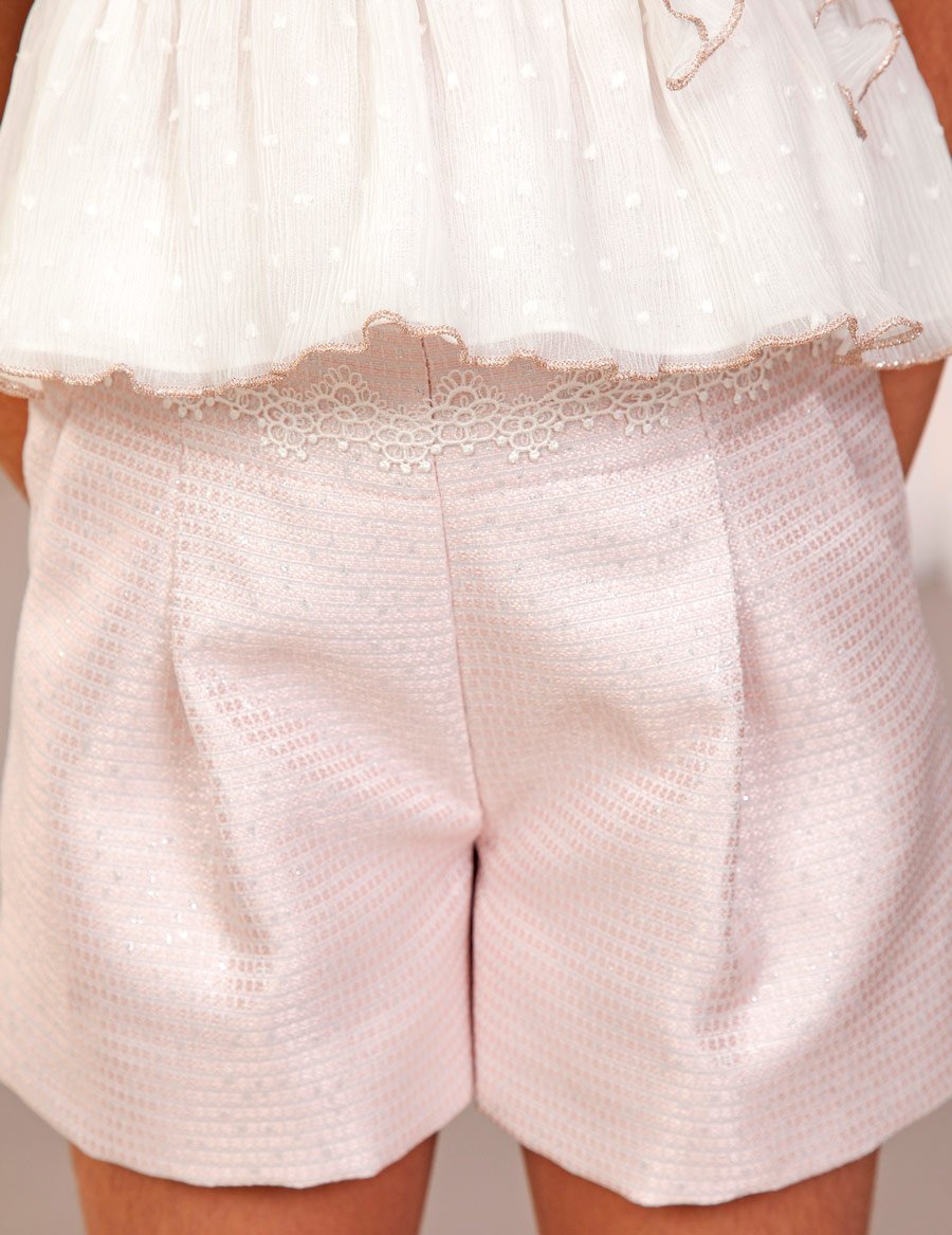 Pink Jacquard Bermuda Shorts