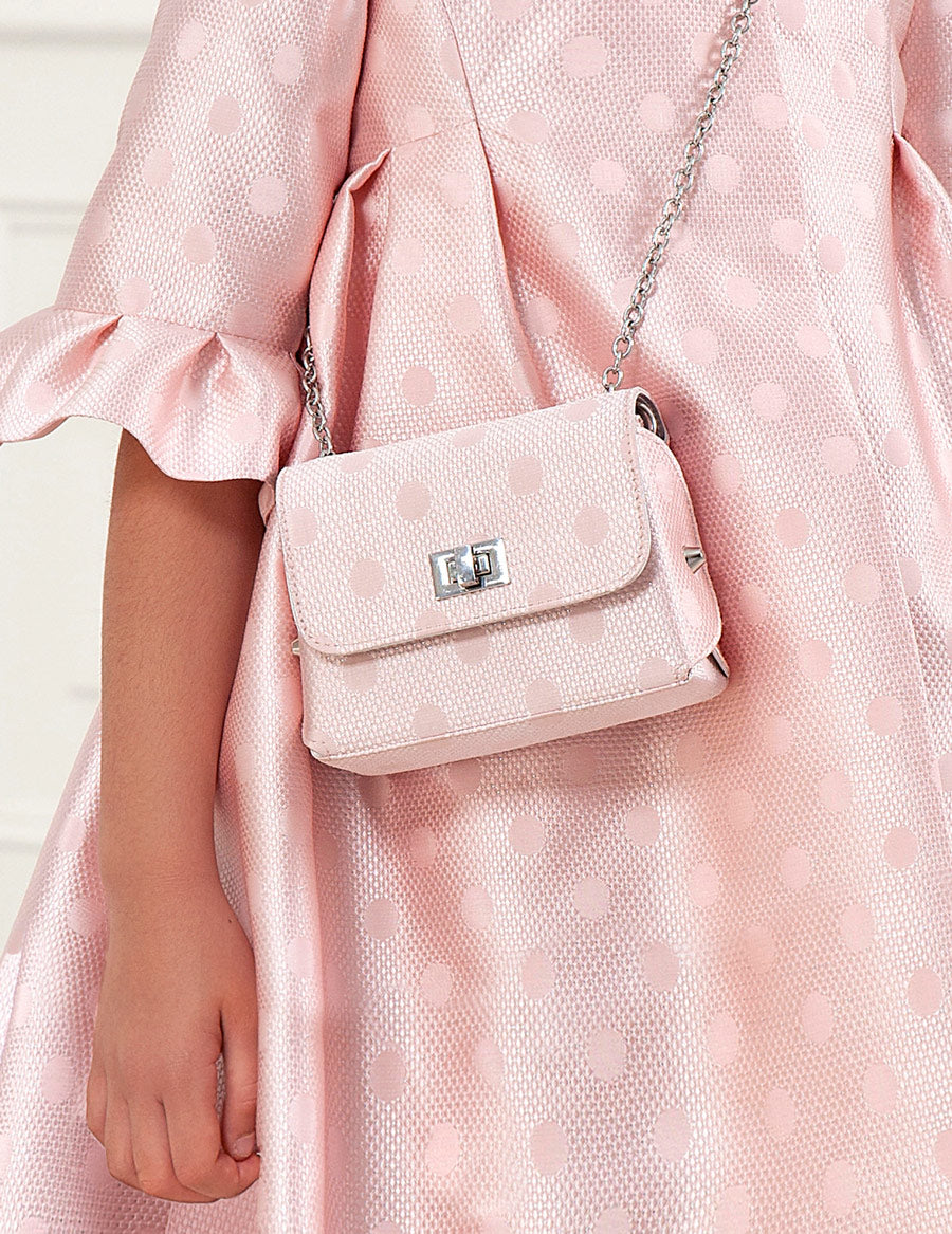 Pink Jacquard Polka Dot Handbag
