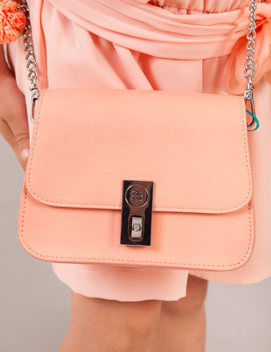 Peach Faux Leather Handbag