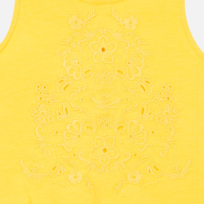 Yellow Embroidered Tank Top