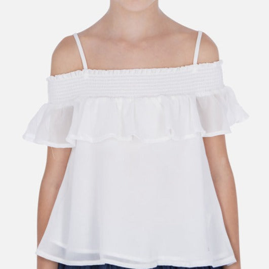 White Ruffled Off the Shoulder Blouse