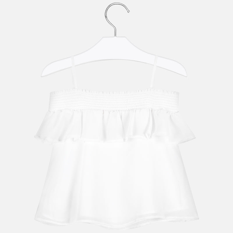 White Ruffled Off the Shoulder Blouse