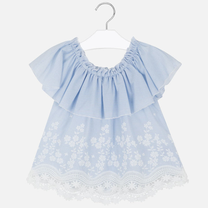 Light Blue Off the Shoulder Blouse