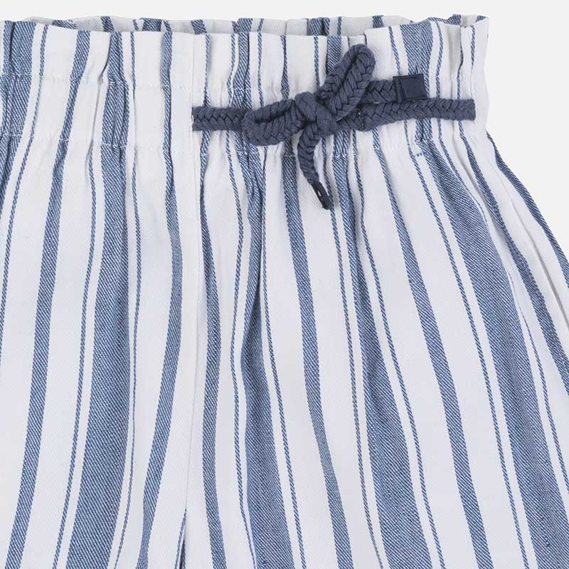 White & Blue Striped Linen Shorts
