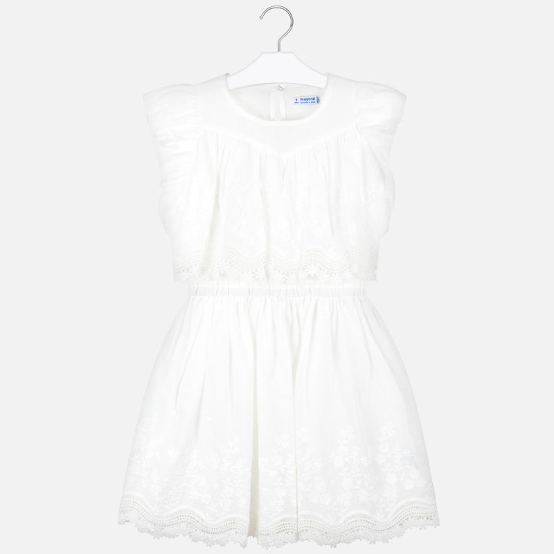 White Embroidered Poplin Dress