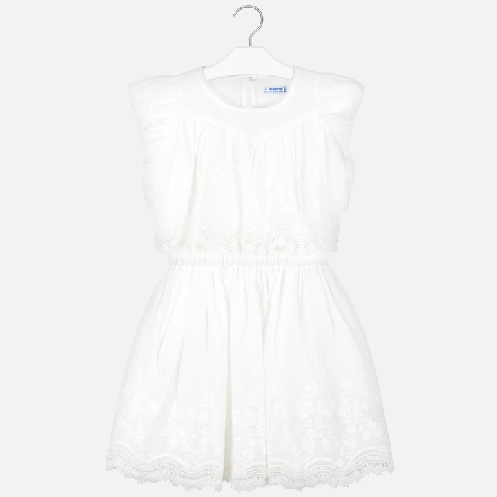 White Embroidered Poplin Dress