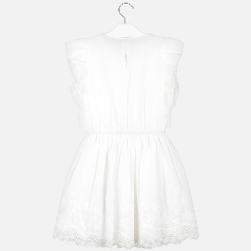 White Embroidered Poplin Dress
