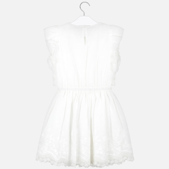 White Embroidered Poplin Dress