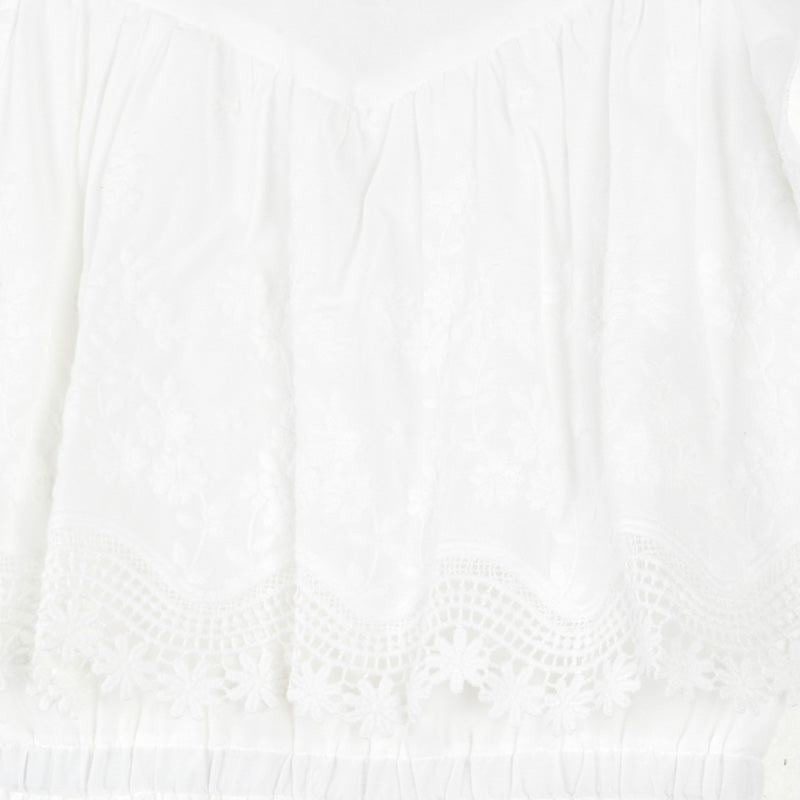 White Embroidered Poplin Dress