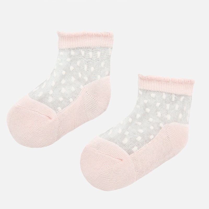 Light Pink & Grey Polka-Dot Socks