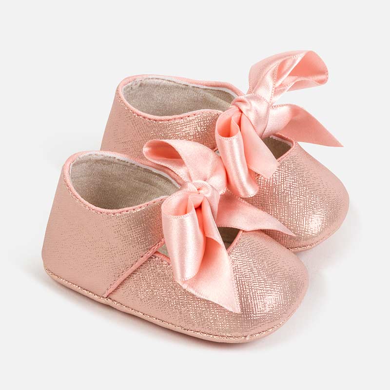 Pink Glitter Pre-Walker Shoes with Ribbon 