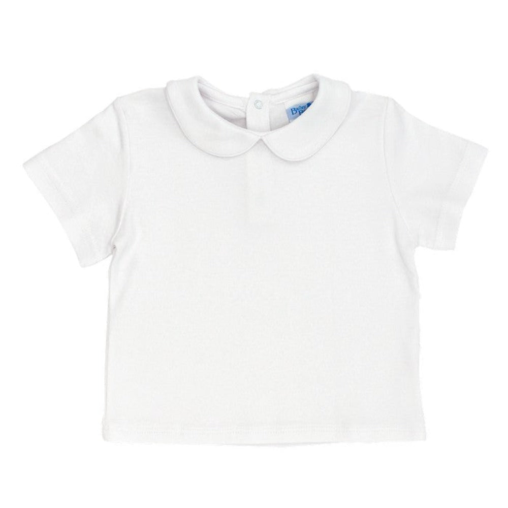 White Knit Short Sleeve Piped Shirt
