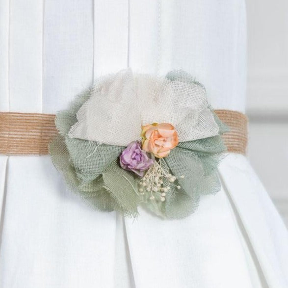 Natural Embroidered Batiste Dress