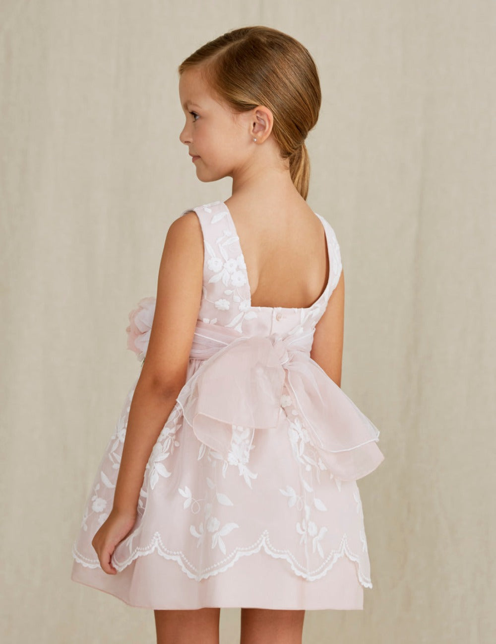 Rose Organza Embroidered Dress