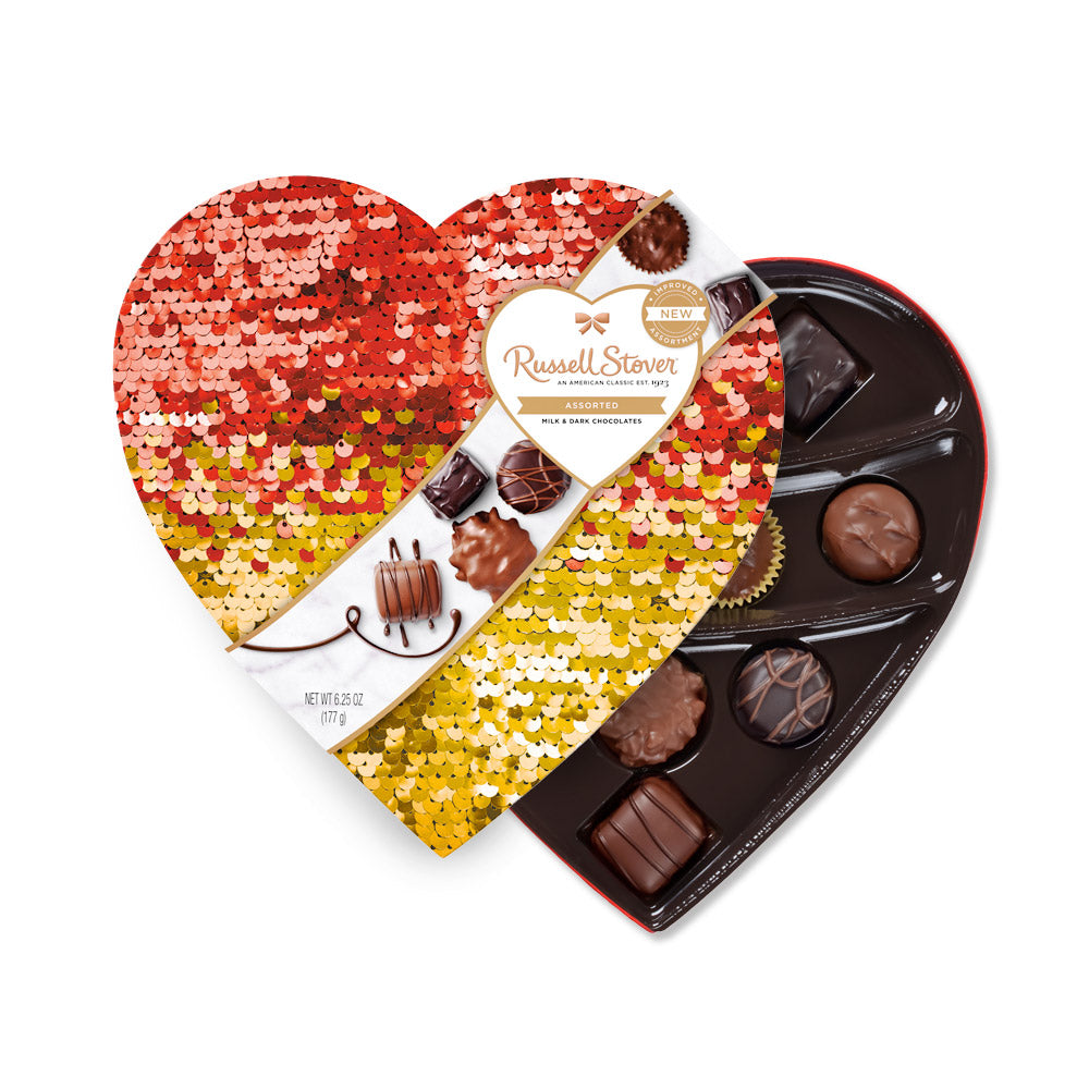 Assorted Chocolates Double Sequin Heart - 6.25 oz