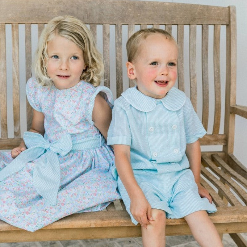 Palm Seersucker Dressy Short Set