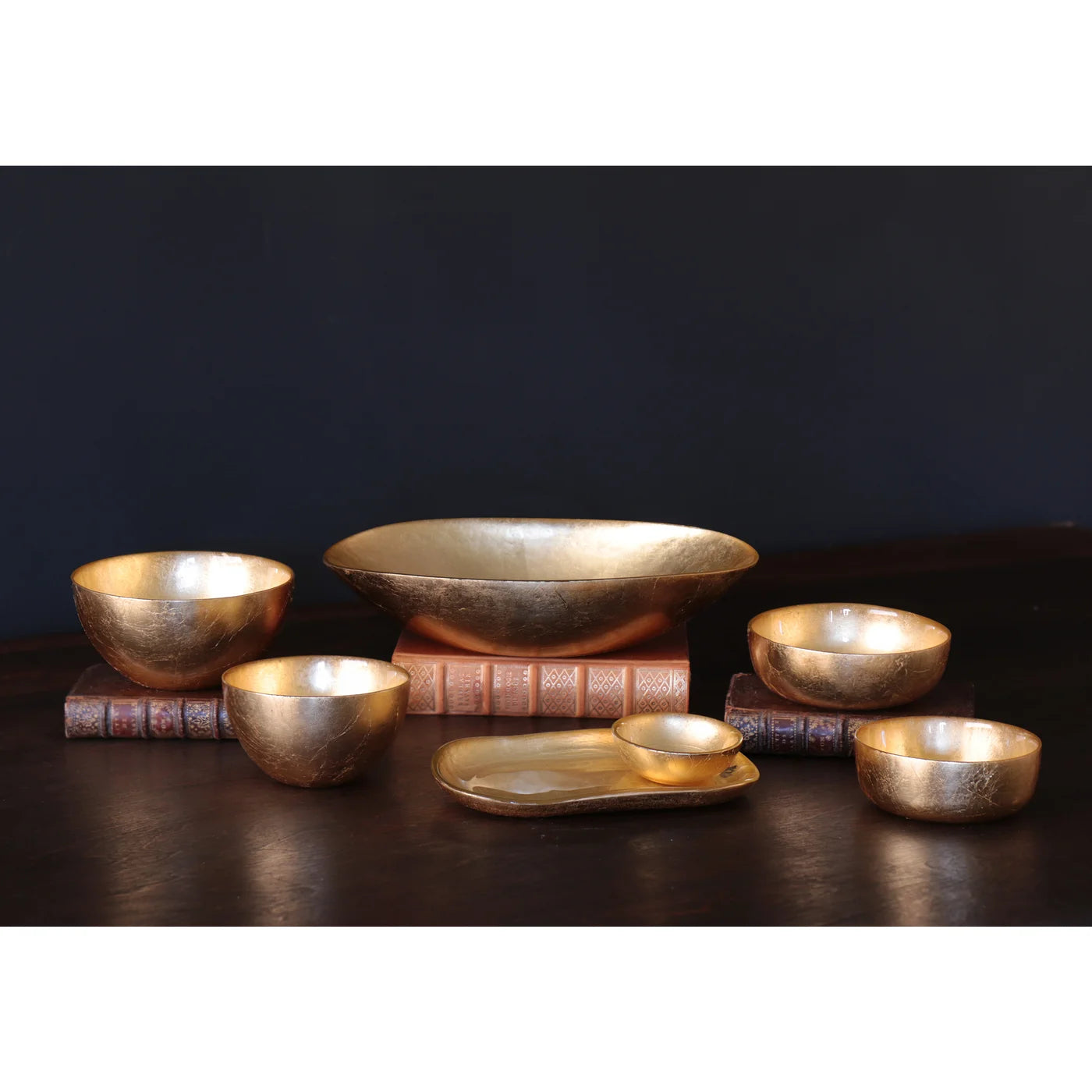 New Orleans Glass Gold Foil Leafing Serveware Set K&K's Giving Tree