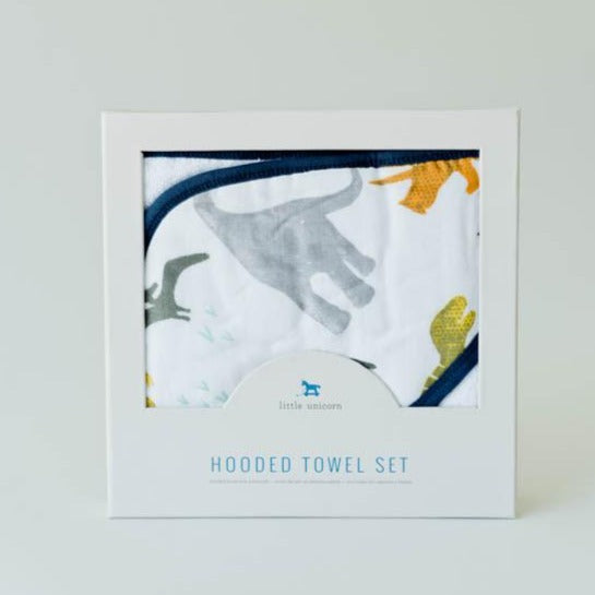 Hooded Towel & Washcloth Set - Dino Friends