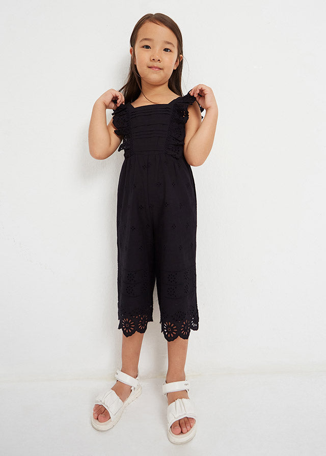 Black Eyelet Cotton Jumpsuit