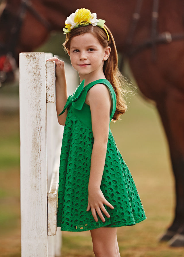 Emerald Eyelet Cotton Dress