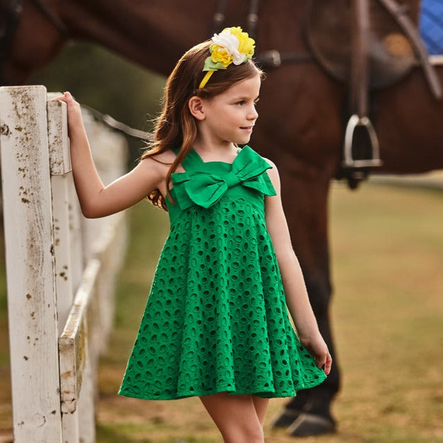Emerald Eyelet Cotton Dress
