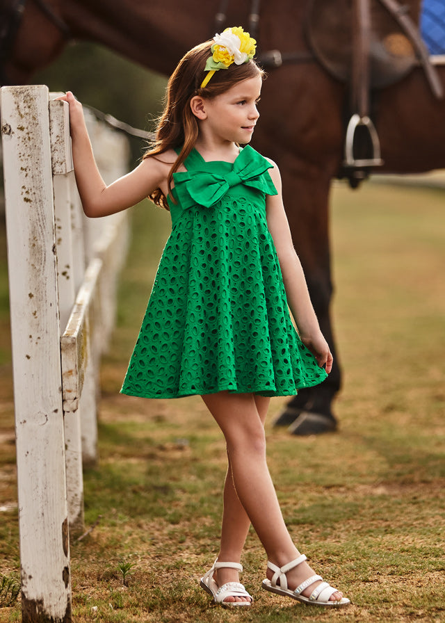 Emerald Eyelet Cotton Dress