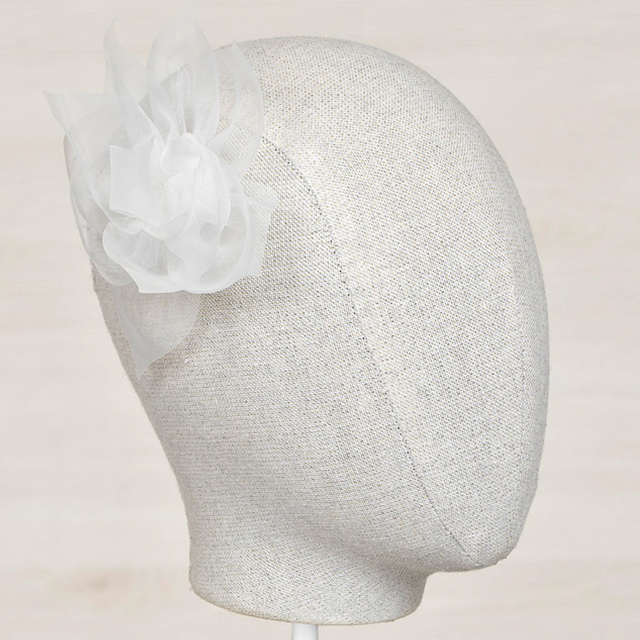 White Organza Flower Hair Clip