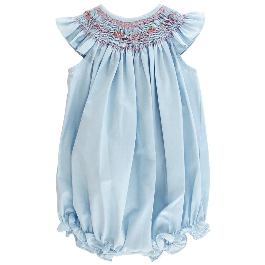 Pale Blue w/ Bow Stitch Bishop Short Romper