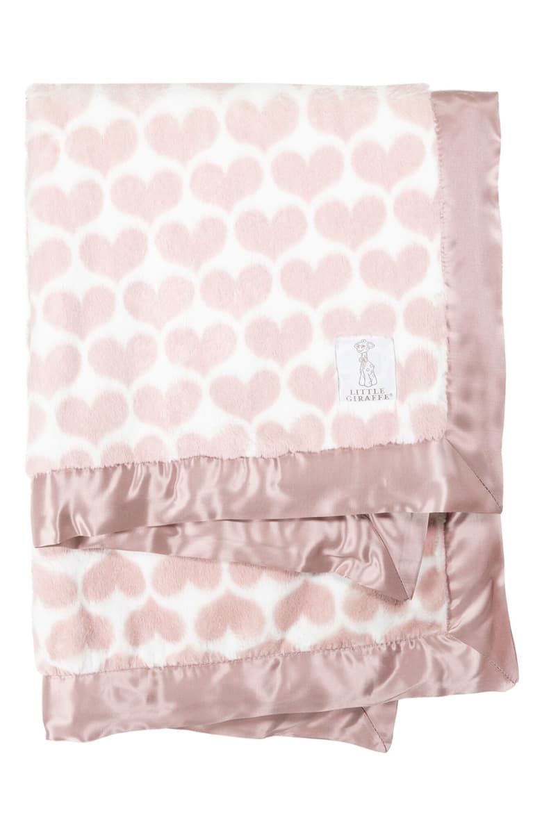 Dusty Pink Luxe™ Heart Army Baby Blanket
