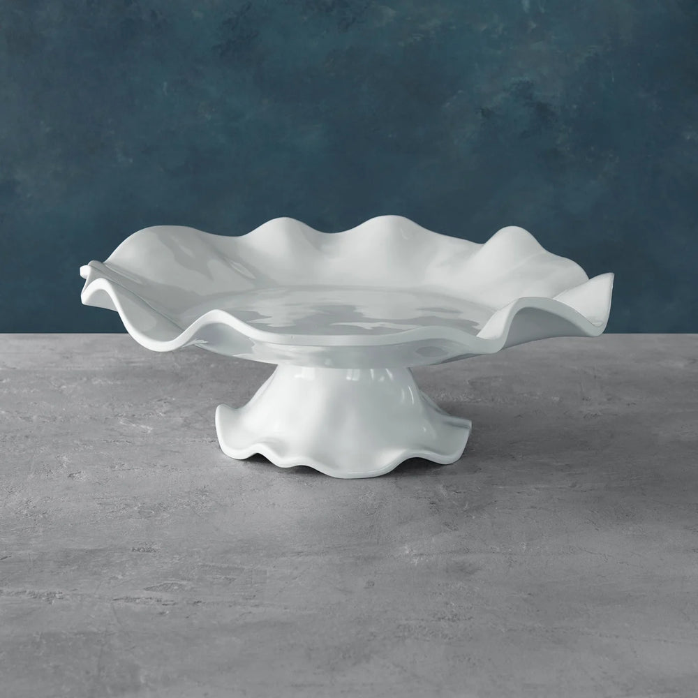 Vida Havana Pedestal Large White Cake Plate