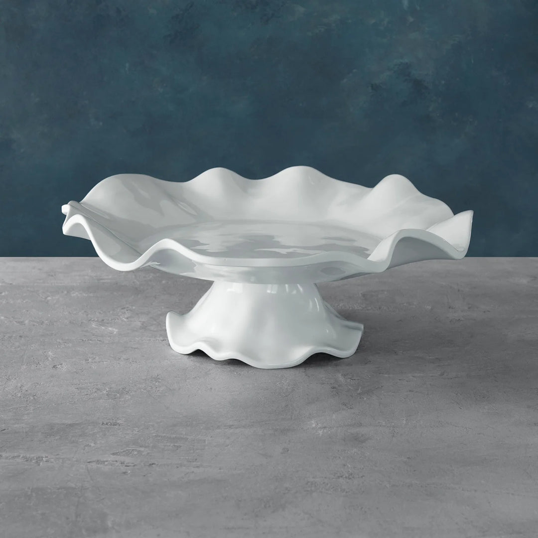 Vida Havana Pedestal Large White Cake Plate