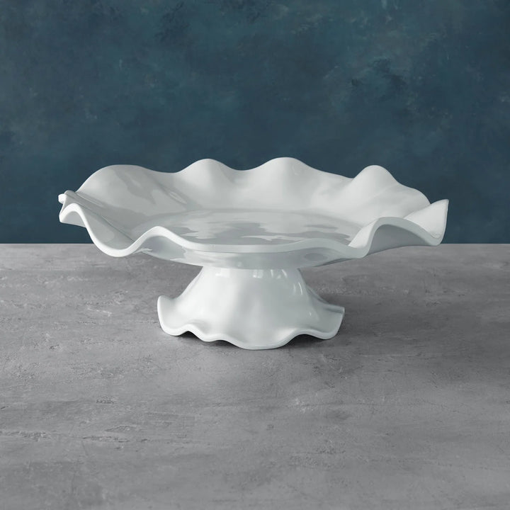 Vida Havana Pedestal Large White Cake Plate