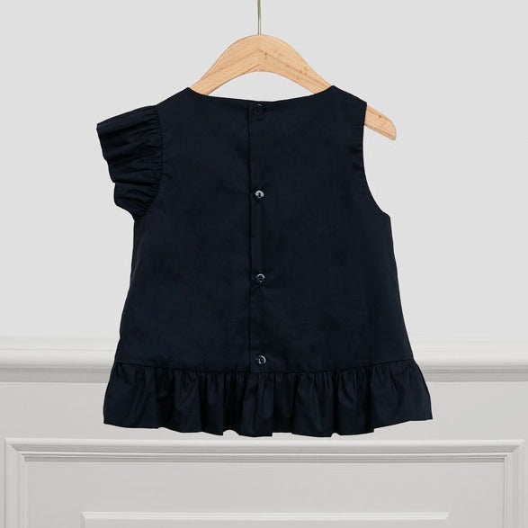 Navy Poplin Blouse