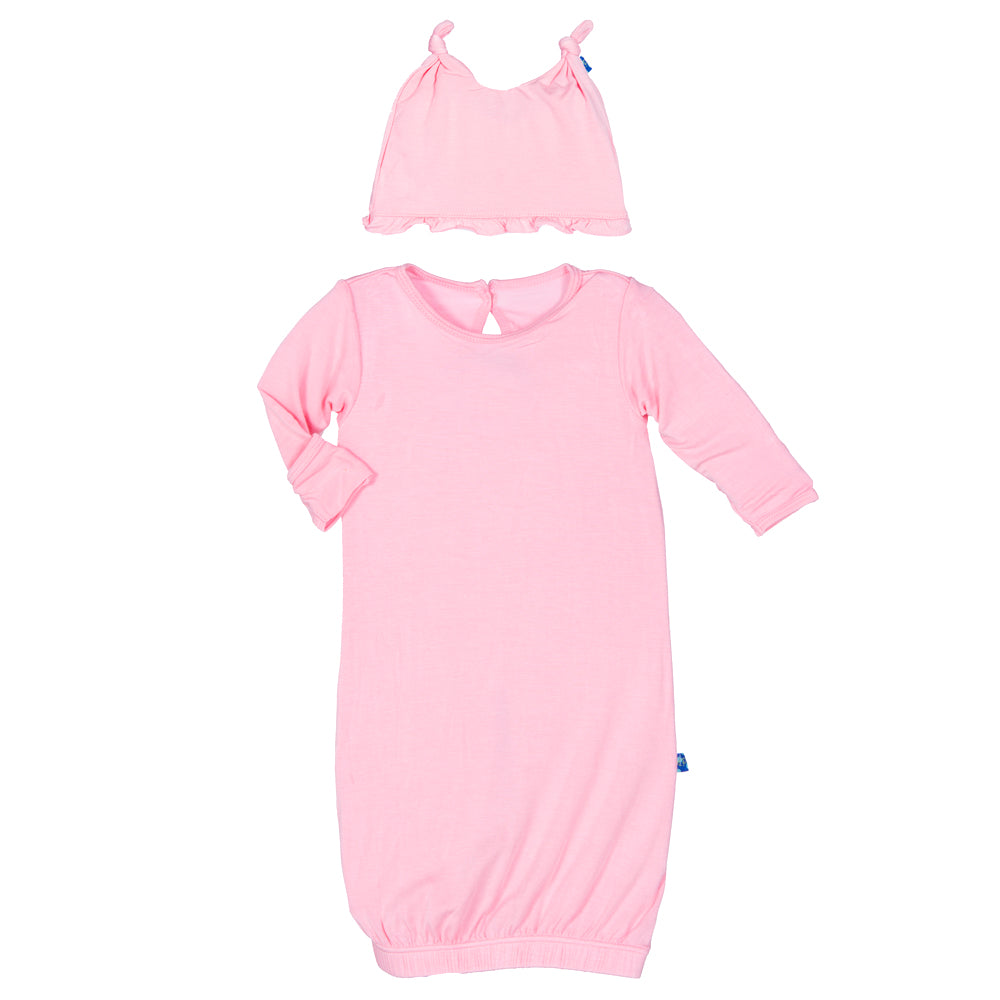 Lotus Layette Gown & Ruffle Knot Hat Set