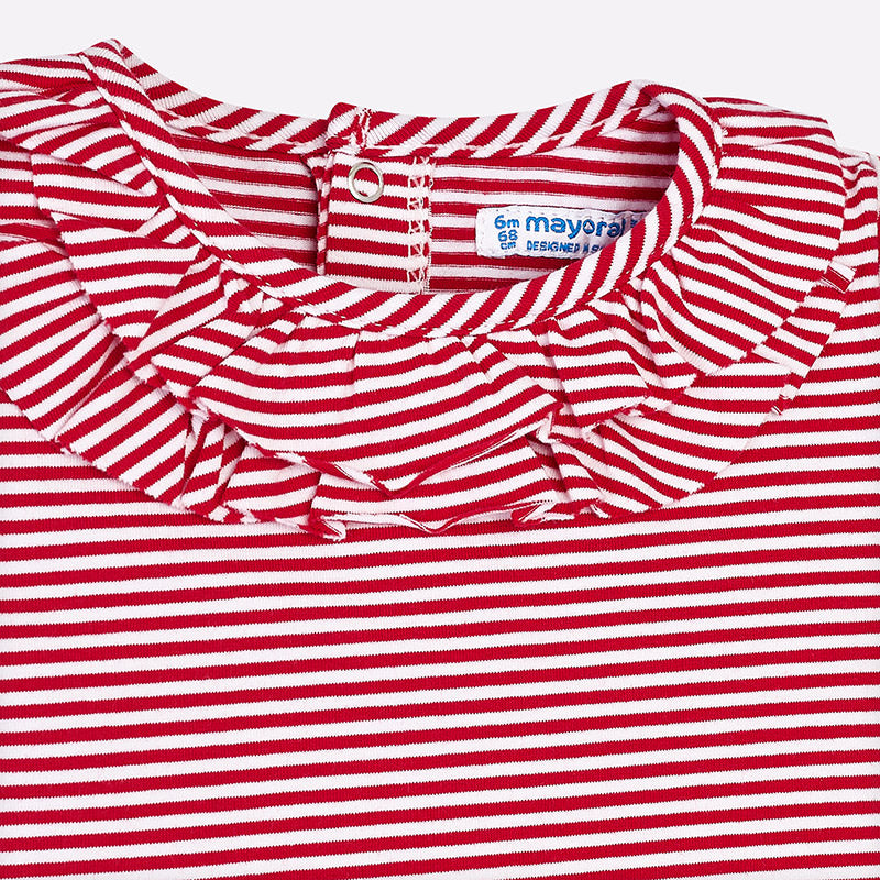 Red & White Stripe Ruffle T-Shirt