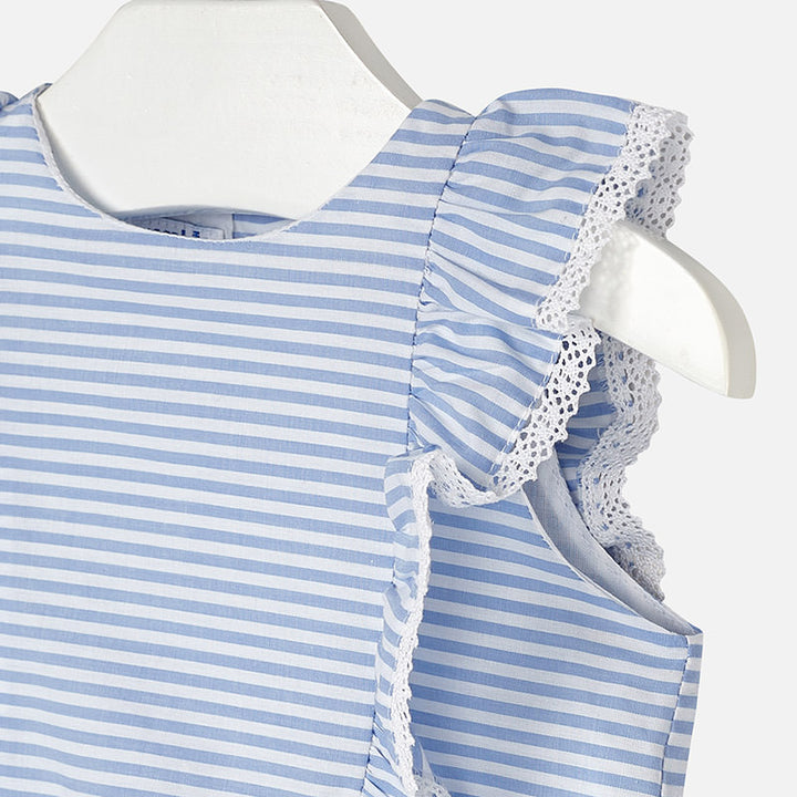Light Blue Stripe Ruffle Blouse