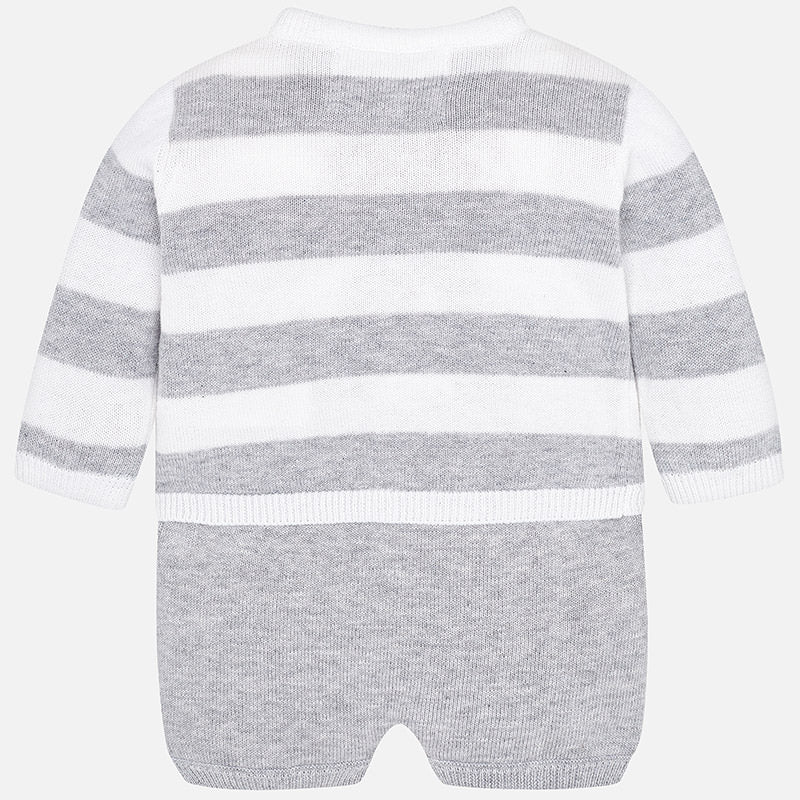 Grey Knit 3 Piece Shorts Outfit Set