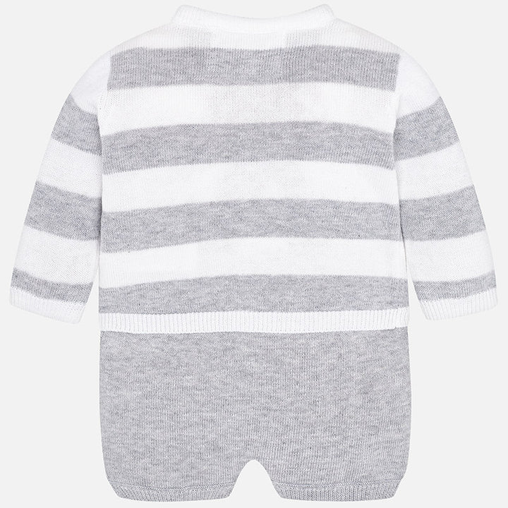 Grey Knit 3 Piece Shorts Outfit Set