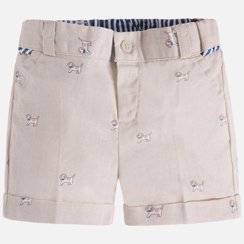 Puppy Print Khaki Shorts