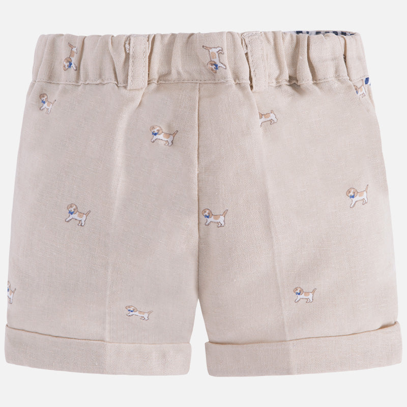 Puppy Print Khaki Shorts