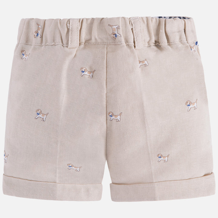 Puppy Print Khaki Shorts