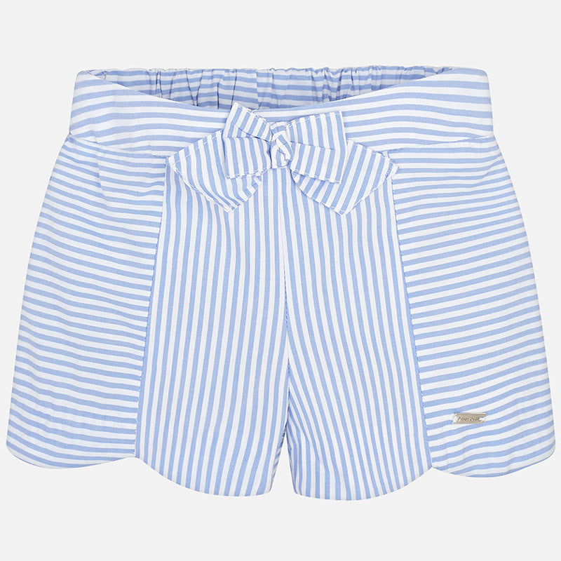 Light Blue Striped Scallop Shorts