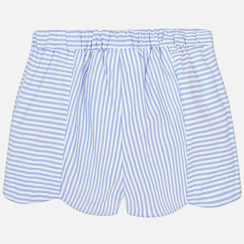 Light Blue Striped Scallop Shorts