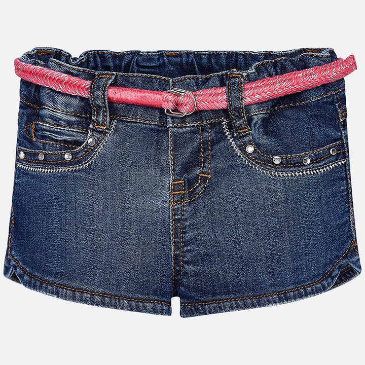 Rhinestone Dark Denim Shorts & Belt