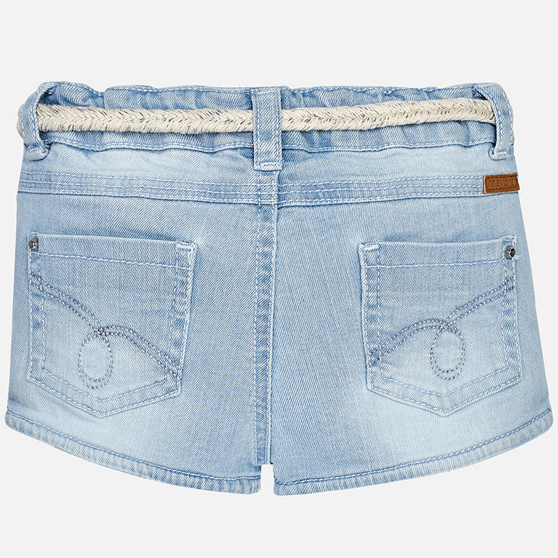 Rhinestone Light Denim Shorts & Belt