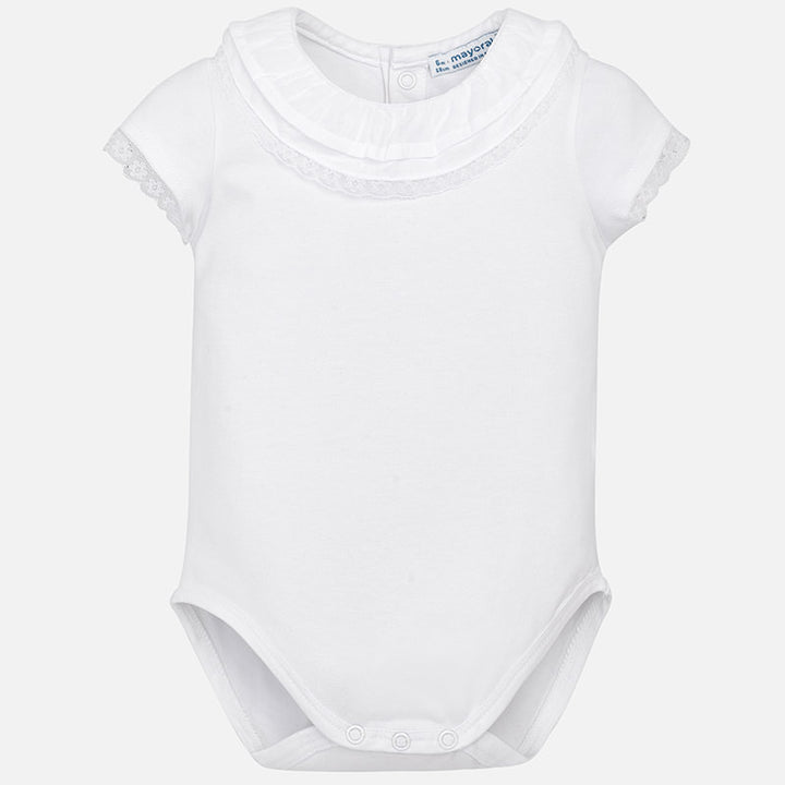 White Ruffle & Lace Onesie